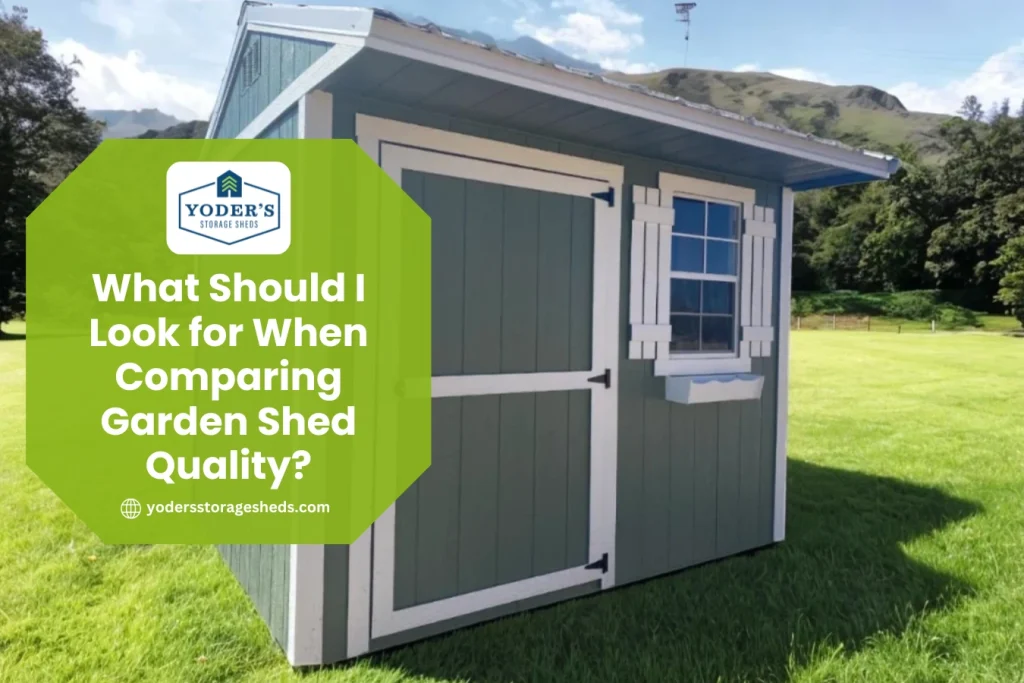 Custom garden shed with LP SmartSide siding, flower boxes, and metal roof in a backyard setting